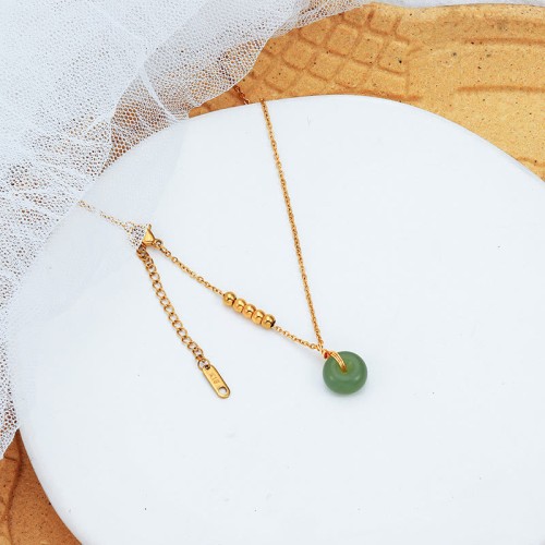 Peace Buckle White Jade Cyan Jade Happiness Necklace