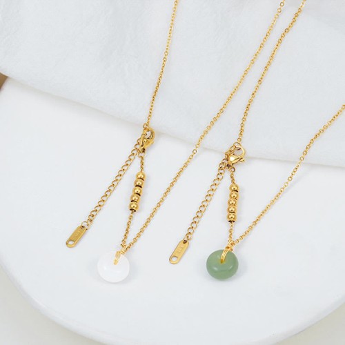 Peace Buckle White Jade Cyan Jade Happiness Necklace