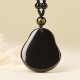 Black Obsidian Laughing Buddha Purification Necklace Black Obsidian Laughing Buddha Purification Necklace