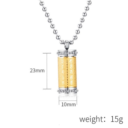 Titanium Steel Prayer Wheel Scriptures Necklace Pendant Titanium Steel Prayer Wheel Scriptures Necklace Pendant