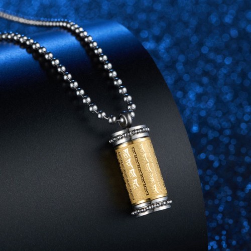 Titanium Steel Prayer Wheel Scriptures Necklace Pendant Titanium Steel Prayer Wheel Scriptures Necklace Pendant