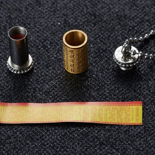 Titanium Steel Prayer Wheel Scriptures Necklace Pendant Titanium Steel Prayer Wheel Scriptures Necklace Pendant