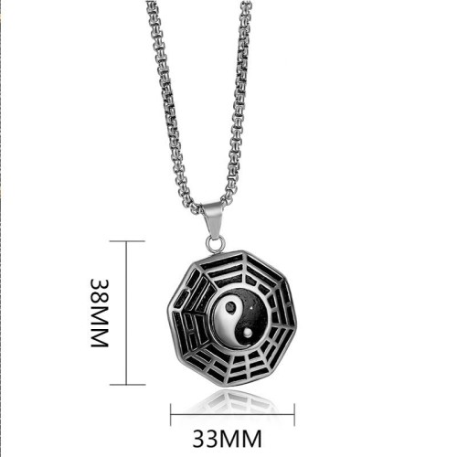 Titanium Steel Bagua Yin Yang Balance Necklace Pendant Titanium Steel Bagua Yin Yang Balance Necklace Pendant