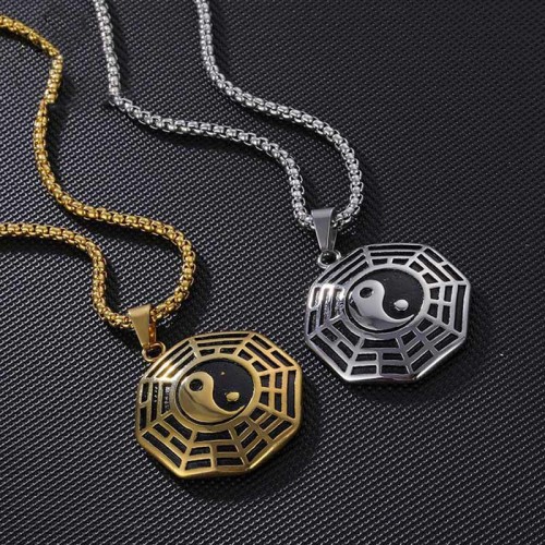 Titanium Steel Bagua Yin Yang Balance Necklace Pendant Titanium Steel Bagua Yin Yang Balance Necklace Pendant