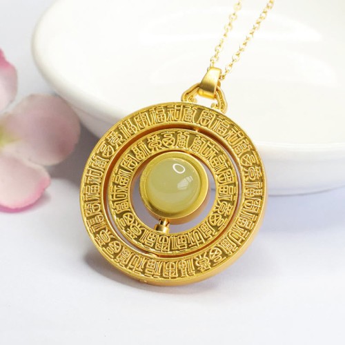Hetian Jade Hundred Blessings Luck Rotatable Pendant
