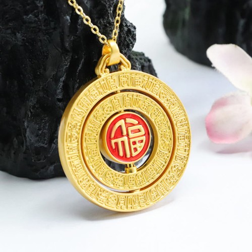 Hetian Jade Hundred Blessings Luck Rotatable Pendant
