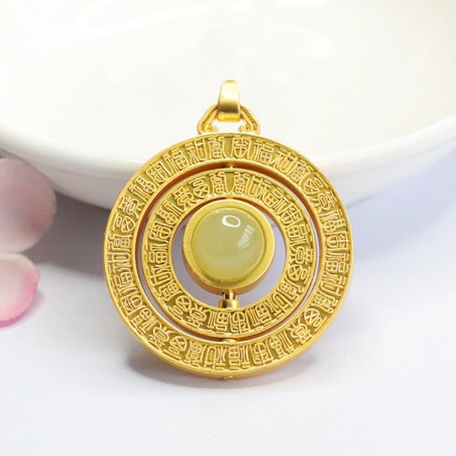 Hetian Jade Hundred Blessings Luck Rotatable Pendant