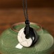 Black Obsidian White Turquoise Yin Yang Strength Necklace Black Obsidian White Turquoise Yin Yang Strength Necklace