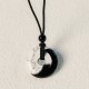 Black Obsidian White Turquoise Yin Yang Strength Necklace Black Obsidian White Turquoise Yin Yang Strength Necklace