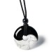 Black Obsidian White Turquoise Yin Yang Strength Necklace Black Obsidian White Turquoise Yin Yang Strength Necklace