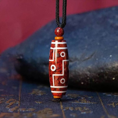 Cinnabar Dzi Bead Blessing Pendant Cinnabar Dzi Bead Blessing Pendant