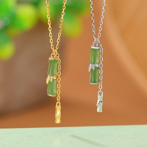 Hetian Jade Bamboo Abundance Necklace Hetian Jade Bamboo Abundance Necklace