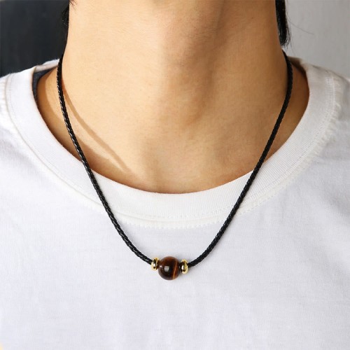 Tiger Eye Beaded Protection Wax Rope Pendant Tiger Eye Beaded Protection Wax Rope Pendant