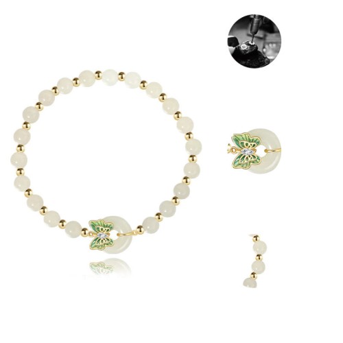 925 Silver Hetian Jade Butterfly Zircon Luck Necklace 925 Silver Hetian Jade Butterfly Zircon Luck Necklace