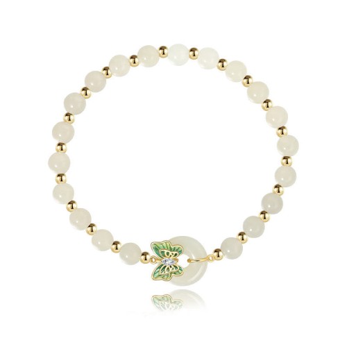 925 Silver Hetian Jade Butterfly Zircon Luck Necklace 925 Silver Hetian Jade Butterfly Zircon Luck Necklace