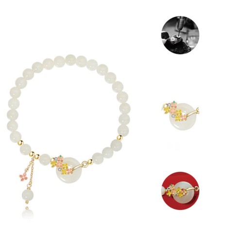 Hetian Jade Osmanthus Peace Buckle Zircon Luck Necklace Hetian Jade Osmanthus Peace Buckle Zircon Luck Necklace