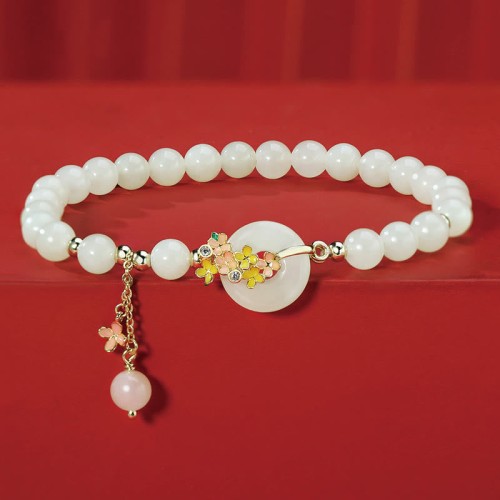 Hetian Jade Osmanthus Peace Buckle Zircon Luck Necklace Hetian Jade Osmanthus Peace Buckle Zircon Luck Necklace