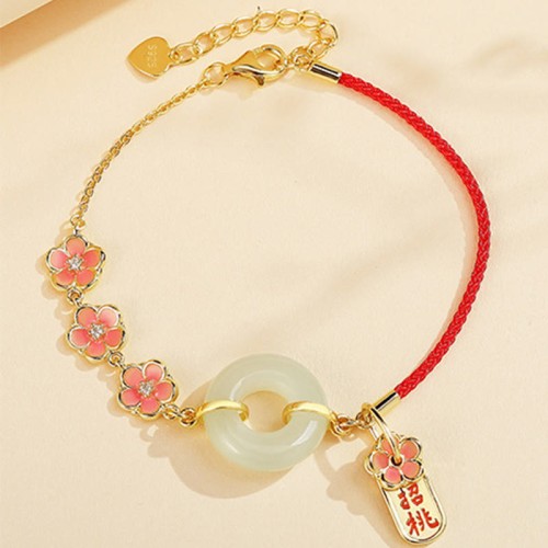 Hetian Jade Peach Blossom Zircon Luck Bracelet Pendant Hetian Jade Peach Blossom Zircon Luck Bracelet Pendant
