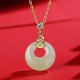 Hetian Jade Gourd Zircon Luck Necklace Set Hetian Jade Gourd Zircon Luck Necklace Set