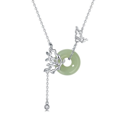 925 Silver Hetian Jade Butterfly Abundance Necklace 925 Silver Hetian Jade Butterfly Abundance Necklace