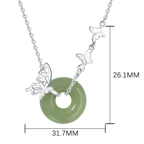 925 Silver Hetian Jade Peace Butterfly Luck Necklace 925 Silver Hetian Jade Peace Butterfly Luck Necklace