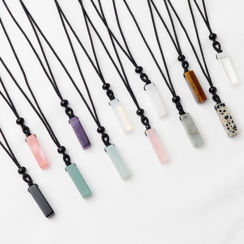 Rectangular Crystal Amethyst Green Aventurine Necklace