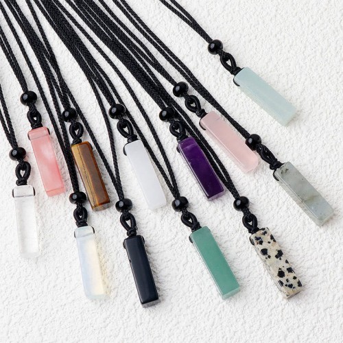 Rectangular Crystal Amethyst Green Aventurine Necklace