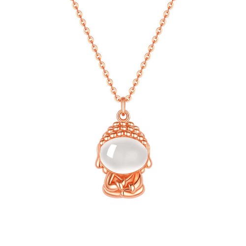 Sterling Silver Chalcedony Buddha Positive Necklace Pendant Sterling Silver Chalcedony Buddha Positive Necklace Pendant