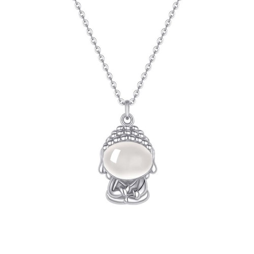 Sterling Silver Chalcedony Buddha Positive Necklace Pendant Sterling Silver Chalcedony Buddha Positive Necklace Pendant