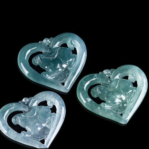 Natural Jade Heart Rabbit Luck Necklace