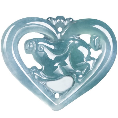 Natural Jade Heart Rabbit Luck Necklace