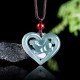 Natural Jade Heart Rabbit Luck Necklace
