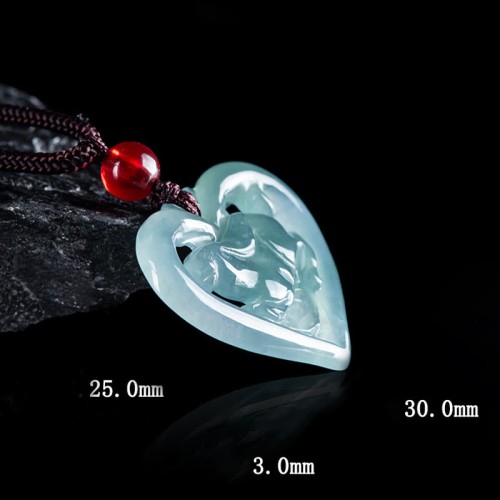 Natural Jade Heart Rabbit Luck Necklace
