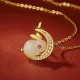 925 Silver Hetian White Jade Rabbit Crescent Moon Luck Pendant 925 Silver Hetian White Jade Rabbit Crescent Moon Luck Pendant