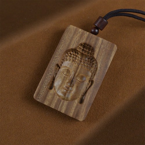 Green Sandalwood Buddha Symbol Positive Necklace Green Sandalwood Buddha Symbol Positive Necklace