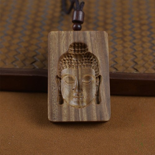 Green Sandalwood Buddha Symbol Positive Necklace Green Sandalwood Buddha Symbol Positive Necklace