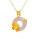 Sterling Silver White Chalcedony Peach Blossom Butterfly Necklace Pendant
