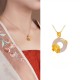 Sterling Silver White Chalcedony Peach Blossom Butterfly Necklace Pendant