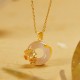 Sterling Silver White Chalcedony Peach Blossom Butterfly Necklace Pendant