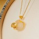 Sterling Silver White Chalcedony Peach Blossom Butterfly Necklace Pendant