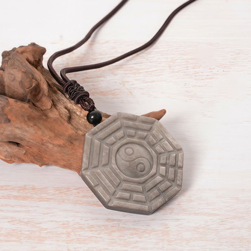 Silver Sheen Obsidian Bagua Yin Yang Protection Pendant Silver Sheen Obsidian Bagua Yin Yang Protection Pendant