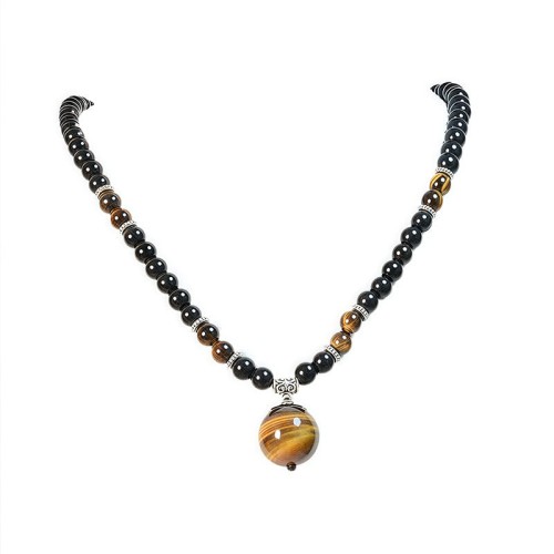 Black Obsidian Tiger Eye Strength Necklace Pendant Black Obsidian Tiger Eye Strength Necklace Pendant