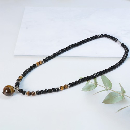 Black Obsidian Tiger Eye Strength Necklace Pendant Black Obsidian Tiger Eye Strength Necklace Pendant