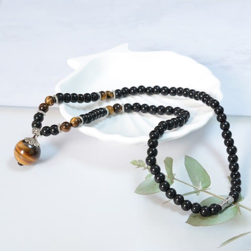 Black Obsidian Tiger Eye Strength Necklace Pendant Black Obsidian Tiger Eye Strength Necklace Pendant