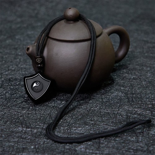 Black Obsidian Shield Yin Yang Strength Necklace Pendant Black Obsidian Shield Yin Yang Strength Necklace Pendant