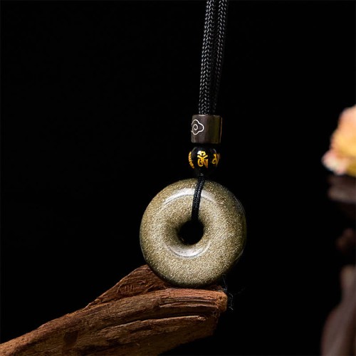 Gold Sheen Obsidian Strength Necklace Pendant