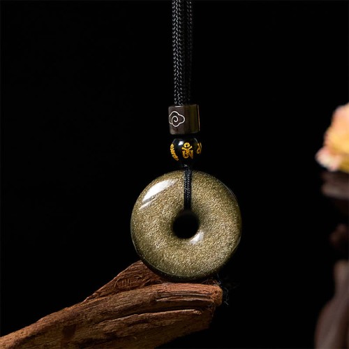 Gold Sheen Obsidian Strength Necklace Pendant