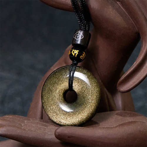 Gold Sheen Obsidian Strength Necklace Pendant
