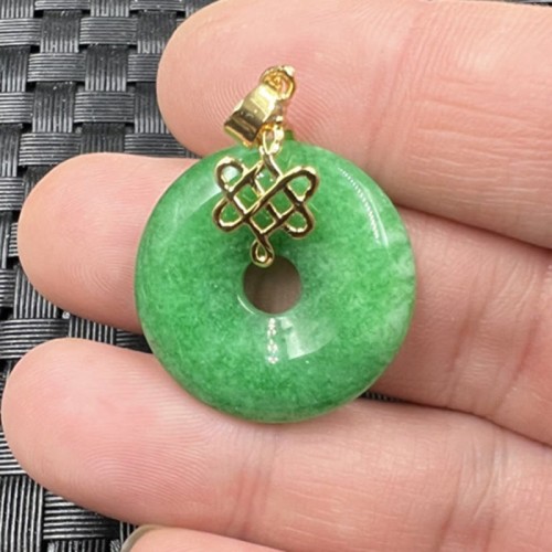 Cyan Jade Peace Buckle Chinese Knot Necklace
