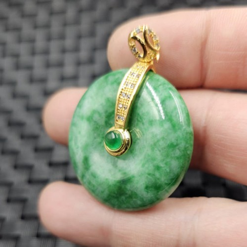 Cyan Jade Healing Peace Buckle Necklace Pendant Cyan Jade Healing Peace Buckle Necklace Pendant